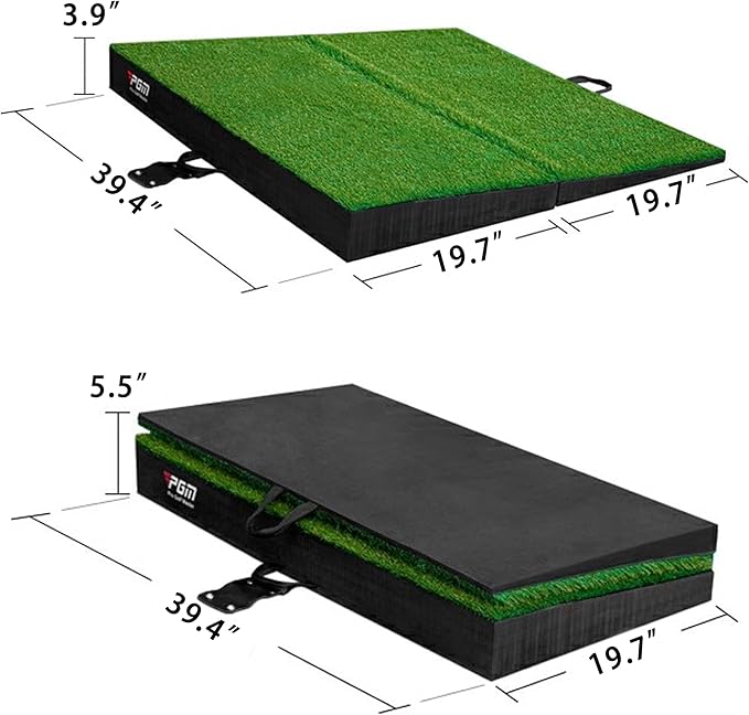 PGM 40"x 40" Golf Practice Mat - 4 Adjustable Slopes - Indoor/Outdoor Golf Training Mat