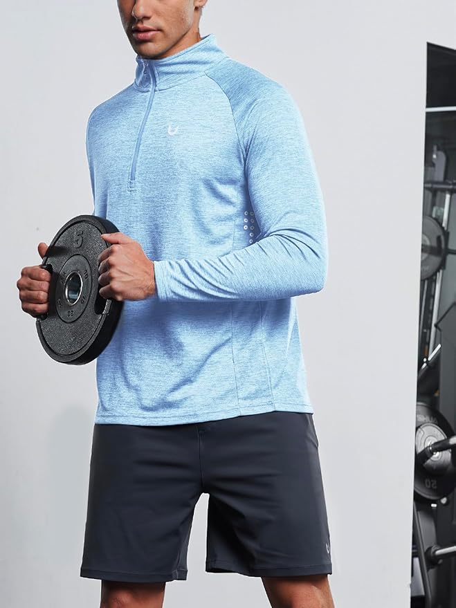 NORTHYARD Quarter Zip Pullover Men Running Shirt Long Sleeve Moisture Wicking Quick Dry Athletic Workout Shirts
