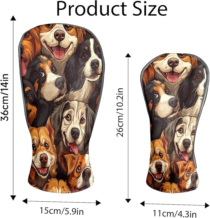 Golf Club Covers Cats Black Driver Headcover, Leather Golf Club Head Covers for Driver Fairway Woods Waterproof Golf Headcovers with Anti-Scratch Lining for Men Women