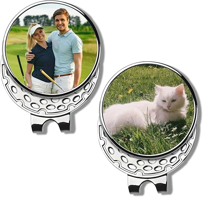 Personalized Golf Marker Hat Clip, Custom Magnetic Golf Hat Clip with Photo Name Text Logo, for Men, Women and Golfers