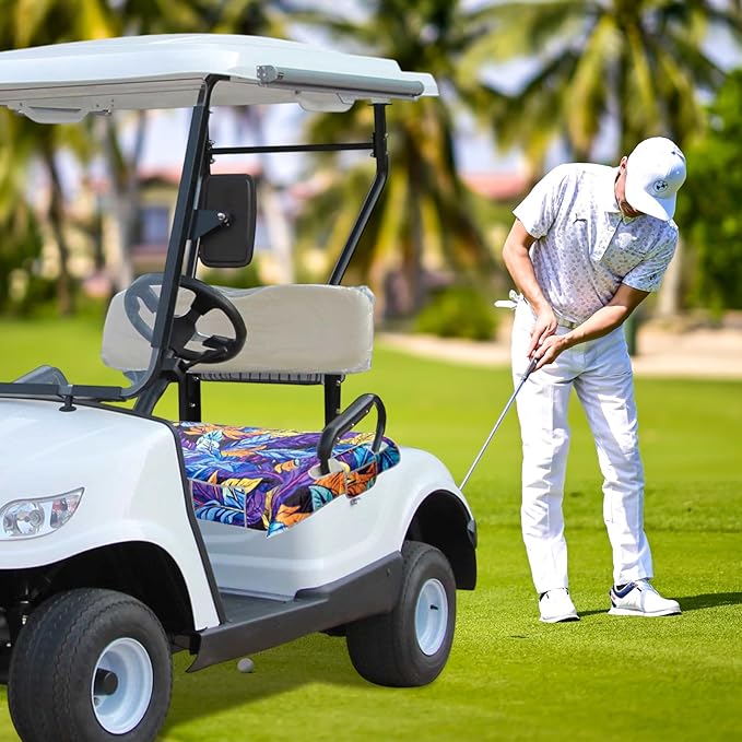 Golf Cart Seat Covers,Nonskid Bottom Golf Cart Seat Towel Blanket with 2 Front Pockets,Short Plush Surface, Soft and Comfortable,Fits for EZGO, Yamaha, Club Car and More 2 Person Seats Golf Carts