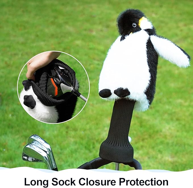 Big Crazy Funny Driver Headcover, Fairway Wood Hybrid Headcover, Golf Head Covers with Long Neck, Animal Plush Golf Club Covers, Golf Club Protector, and Funny Present