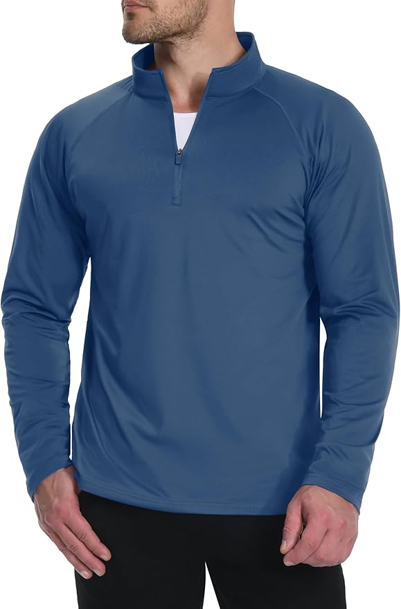Boladeci Men's Quarter Zip Pullover Premium Fleece Lined Long Sleeve Golf Shirts Warm Hiking Shirts Lightweight Sweatshirts