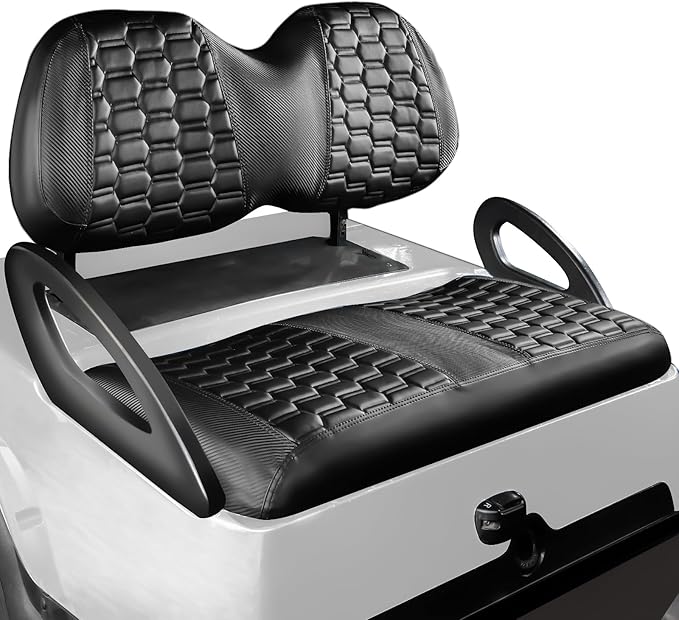 NOKINS Golf Cart Seat Covers, Fit Club Car Precedent OEM Standard Front Seat Cushion, Club Car Precedent Accessories Vinyl Seat Covers, No Nails Required(Carbon Fiber Black&Black)