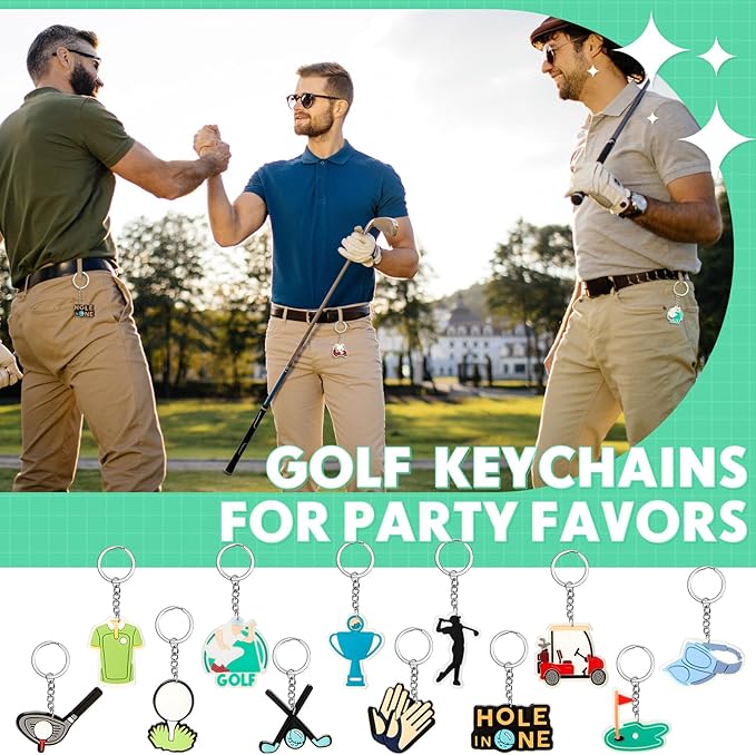 Batiyeer 72 Pack Golf Ball Keychains Bulk Party Favors Sports Ball Key Chains Funny Keyring Gifts for Women Men Birthday Supplies