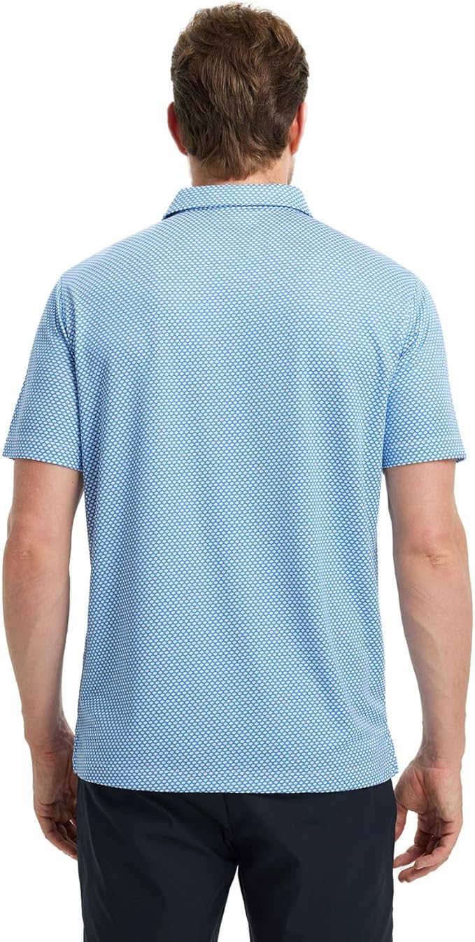 M MAELREG Golf Shirts for Men Moisture Wicking Jacquard Breathable Performance Dry Fit Collared Mens Polo Shirts Short Sleeve