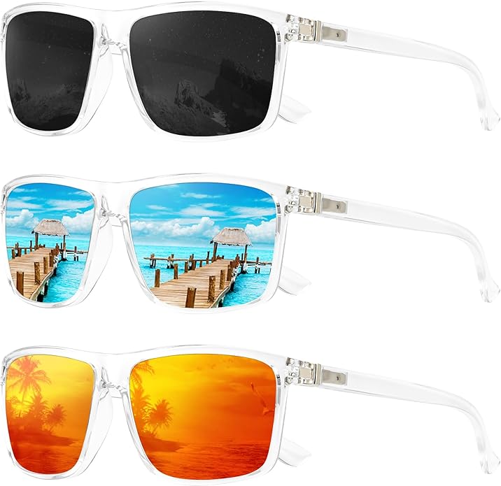 KALIYADI Polarized Sunglasses for Men and Women, Mens Sun Glasses with UV Protection for Driving Fishing Golf (3 Packs)
