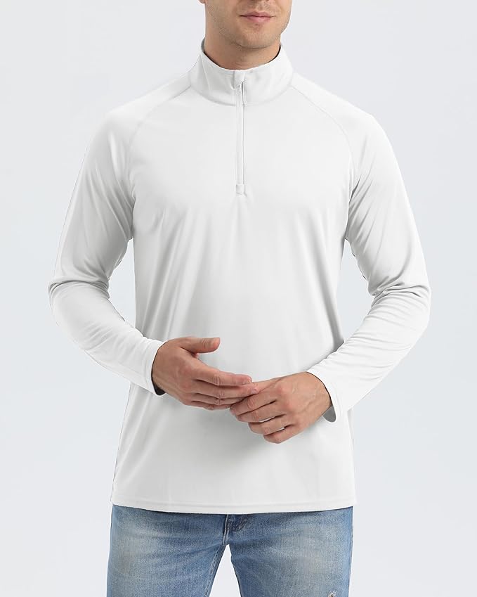 Boladeci Men's UPF 50+ Sun Shirts 1/4 Zip Long Sleeve SPF UV Protection Lightweight Quick Dry Quarter Zip Golf Shirts
