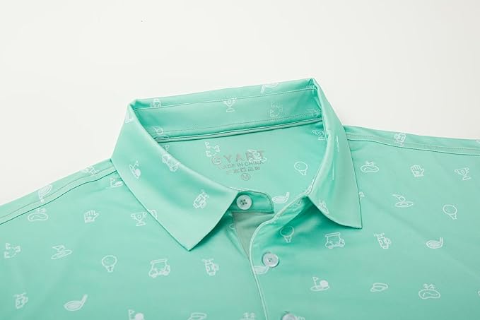 Mens Golf Shirts Quick Dry Moisture Wicking Casual Short Sleeve Performance Athletic Print Collared Stylish Men Polo Shirt