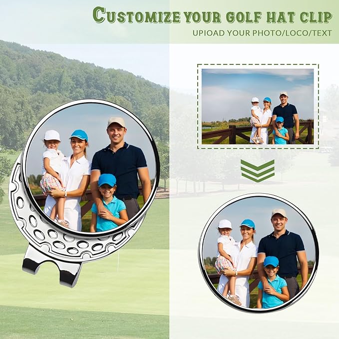 Personalized Golf Marker Hat Clip, Custom Magnetic Golf Hat Clip with Photo Name Text Logo, for Men, Women and Golfers