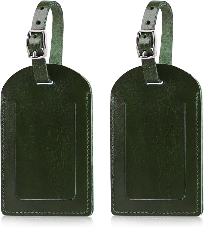 Ringsun Genuine Leather Luggage Tag for Suitcases ID Tags Bag Tags for Luggage (2 Pack)