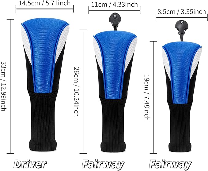 Golf Head Covers for Fairway Woods Driver Hybrids 5 Pieces Nylon Mesh Sports Fan Golf Club Headcovers-Golf Accessories for Men Women.
