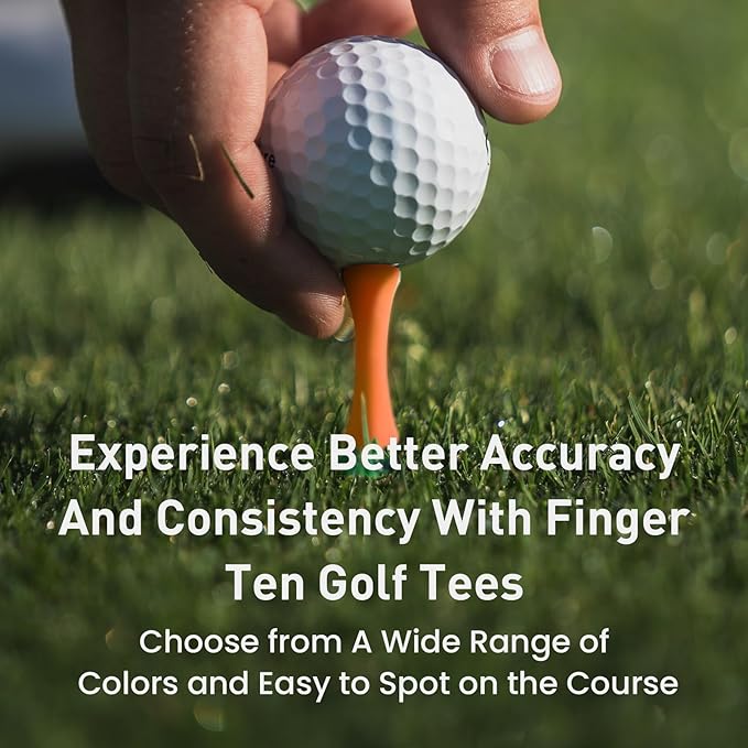 FINGER TEN Golf Castle Tees Plastic 2 1/4 Inch with Stopper for Consistent Height Value 50 Pack, Short Durable Tee for Par 3 Holes in Orange Purple Pink for Men Women