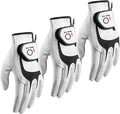 FINGER TEN Premium Cabretta Leather Golf Gloves Men 3 Pack for Right Left Handed Golfer, Comfortable Glove with All Weather Grip for Left Right Hand Size S M ML L XL