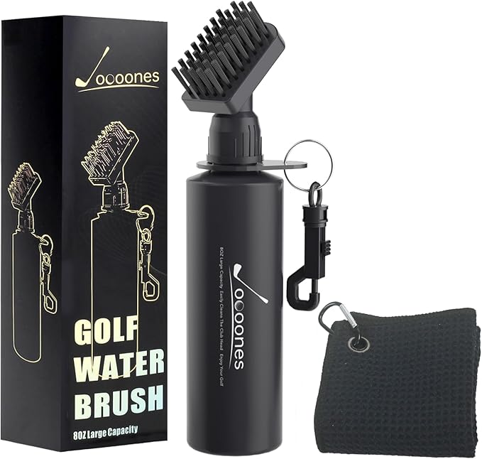 Golf Club Cleaning Kit Golf Brush and Microfiber Towel Soft Fabric Strong Absorbent Quick-Drying Solid Clip Easy to Use Golf Accessory (About 30x30in) Gifts for Golfer Golf Gift
