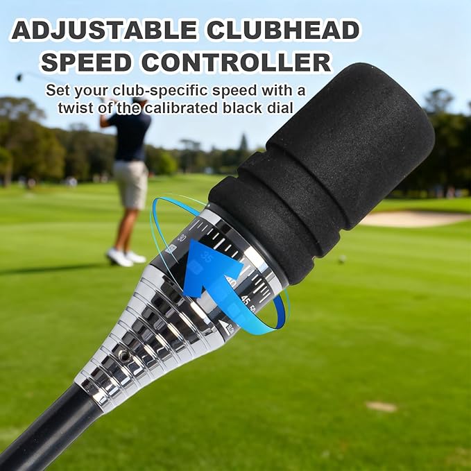 Golf Swing Speed Trainer Golf Grip Trainer for Warm Up, Adjustable Speed Controller Golf Swing Training Aid with Ergonomic Grip and Click Sound for Right Handed Golfers, Indoor & Outdoor Use