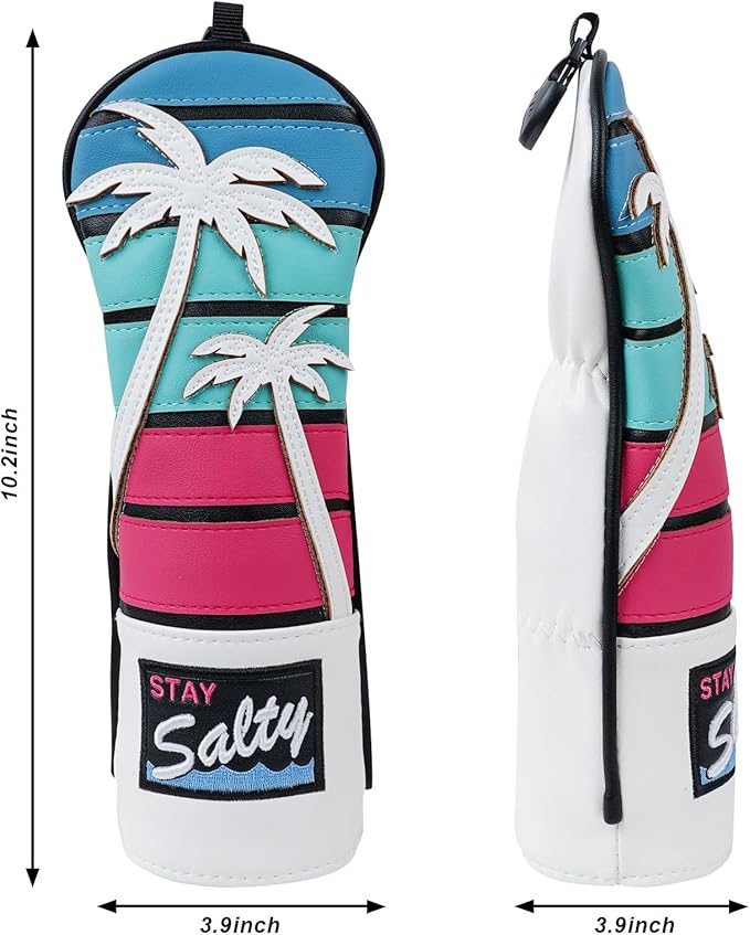 mytag Tropical Golf Headcovers, Coconut Tree Golf Head Covers for Woods and Driver, Putter Covers 3D Embroidery