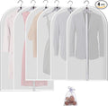 Garment Bags for Hanging Clothes, Clear Plastic Closet Storage Covers with Cedar Balls, 24" x 43"/54”, 6 Pack