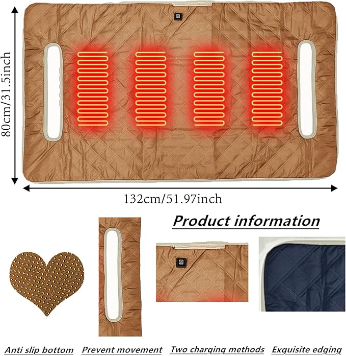 Golf Cart Heater, Heated Golf Cart Seat Cover - USB Powered 4-Zone Warming Pad & Electric Blanket for Golf Carts, 3-Temperature Settings with Portable Foldable Design (Black)