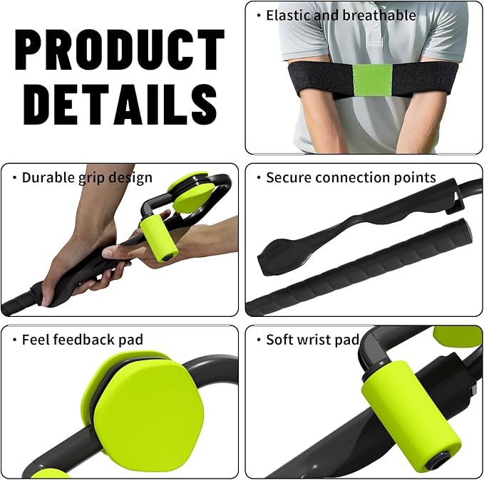 Golf Swing Trainer with Golf Swing Training Aid, Golf Grip Trainer Enhance Grip Strength Precision, Correct Hand Posture, Wrist Trainer Kit with Arm Band for All Golfers