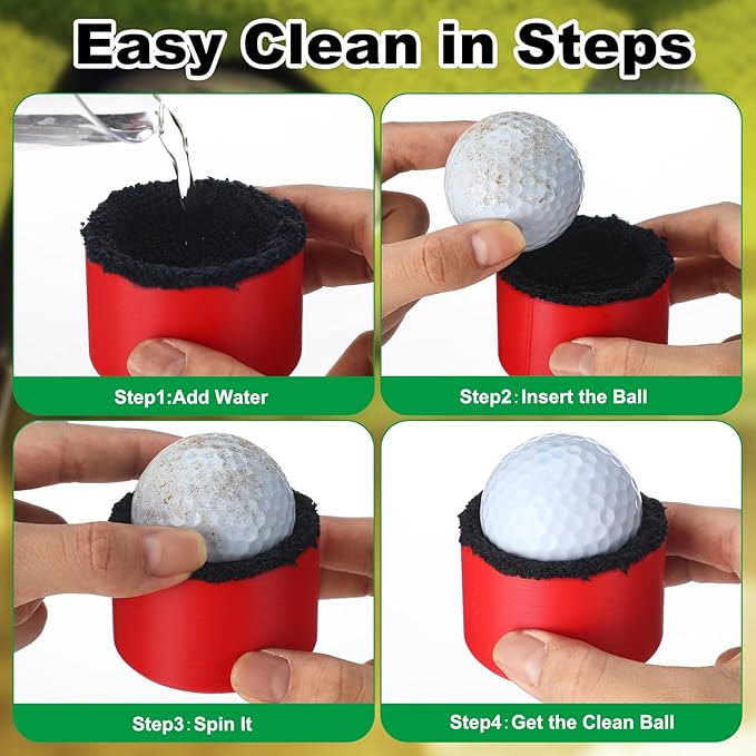 Zhehao 3 Pack Magnetic Golf Ball Washer 3D Printed Golf Ball Cleaner Portable Sport Cleaning Tools Magnetic Back Easy Mount on Club, Trolley and Cart for Course, 2.1"