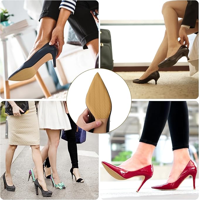 Sole Protector for High Heels, Yellow Shoes Grips on Bottom of Shoes,Shoe Bottom Protectors Anti Slip Grips Self Adhesive Silicone Non Slip Shoe Pads
