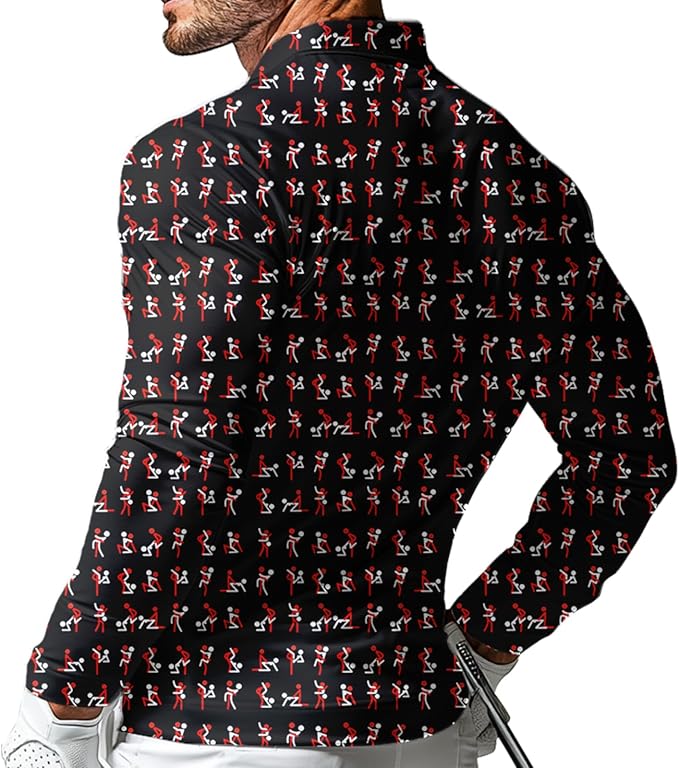 Men's Long Sleeve Golf Shirt Quick Dry 3 Button Work Fishing Outdoor Casual Collar Shirt