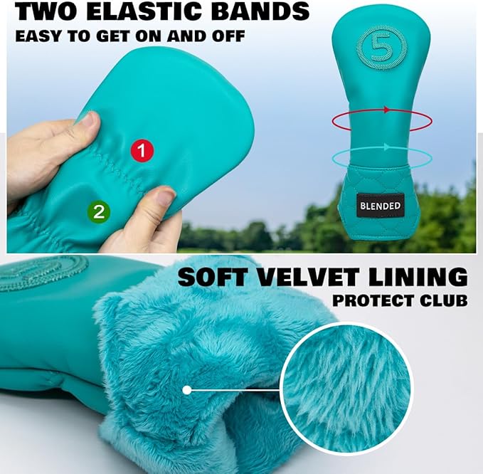 Golf Club Head Covers, Driver Covers Fariway Wood Covers Hybrid Head Covers 3 Wood Headcover Leather Golf Headcover with Number Tag for Scotty Cameron Odyssey Taylormade
