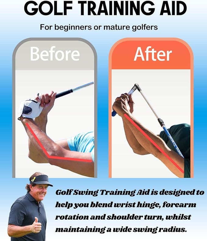 Golf Swing Trainer aid - Golf Training aid to Improve Hinge, Forearm Rotation, Shoulder turna and Grip.Portable Collapsible Swing Trainer Equipped with Golf Grip Trainer