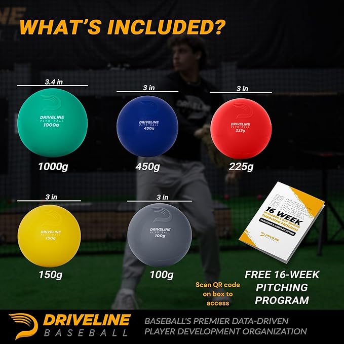 Driveline Baseball PlyoCare Balls - Weighted Pitching Training Balls + Free 16-Week Program
