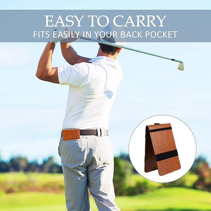 Honoson 4 Pcs Golf Scorecard Holder PU Leather Golf Yardage Book Cover Scorecard Book Score Holder Protector Gift Accessories, 4.3 x 7 Inches