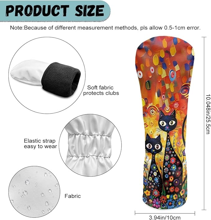 Golf Club Head Covers for Club Protective, Waterproof PU Leather Driver Fairway Wood Hybrid Head Cover