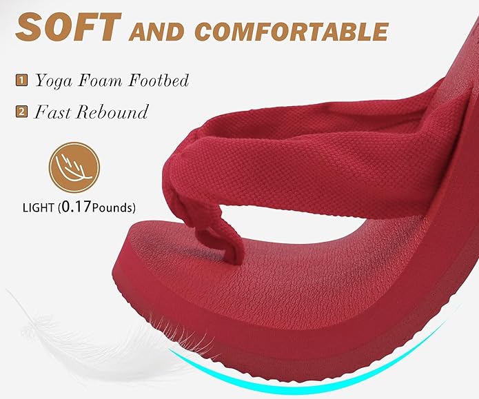 KuaiLu Flip Flops for Women with Arch Support Yoga Mat Comfortable Summer Beach Walking Thong Cushion Sandals Slip On Indoor Outdoor