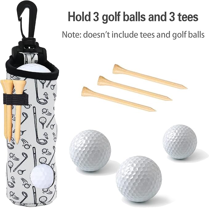 GAG GIFTS Golf Gifts for Women, 2 Pack Golf Ball Tee Holder, Print Golf Ball Carry Bag with Light Weight Hook, Portable Golf Accessories for Ladies/Girls, Golf Tee Holder Pouch