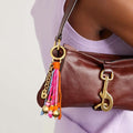 KissYan Christmas Initial Bag Charm for Women, Colorful Rope Purse Keychain With Puffy Letter, Handbag Charm for Backpack