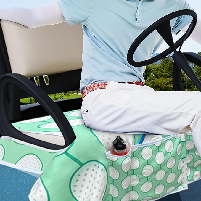 AQQA Golf Cart Seat Covers, Tropical Palm Leaf-Boho-Marble Microfiber Golf Cart Seat Blanket, Golf Blanket, Golf Accessories, Golf Cart Seat Towel Fits All 2-Seat Golf Carts, 55"x 32"