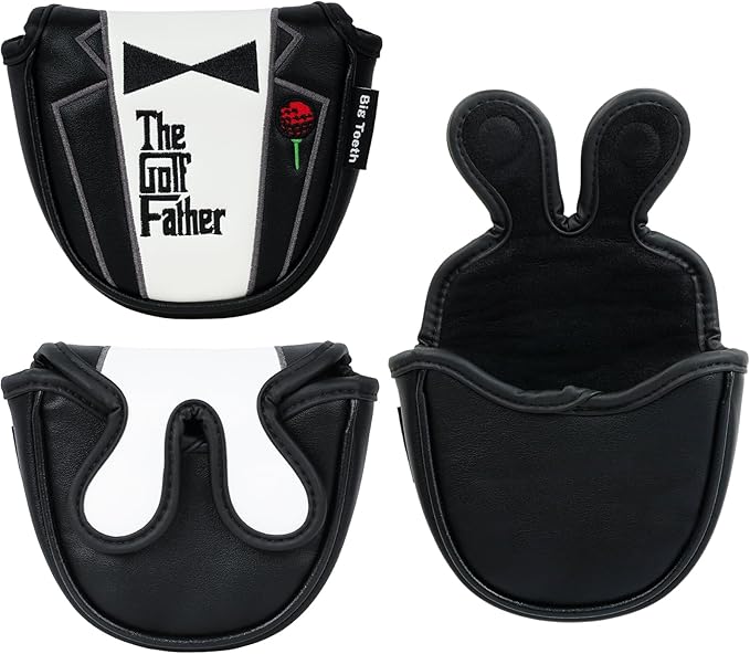 The Golf Father Golf Club Covers, Driver Fairway Hybrid Headcover, Funny Putter Cover Magnetic, Black & White Color Iron Covers,Golf Gifts for Men
