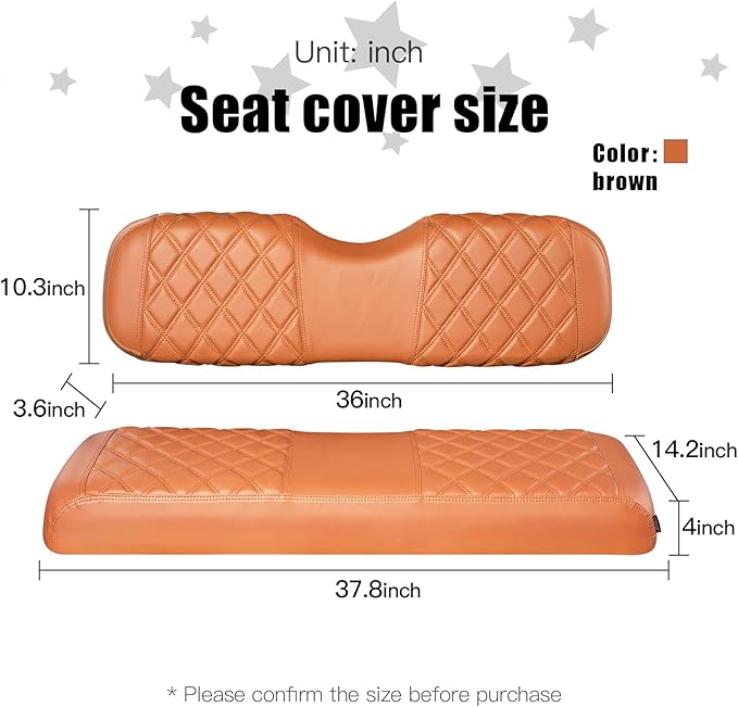 NOKINS Golf Cart Seat Covers Fit Club Car Precedent/DS/EZGO RXV/TXT/Yamaha Drive Aftermarket Standard Rear Seat Cushion, No Stapler, Multiple Colors&Breathable (All Brown)