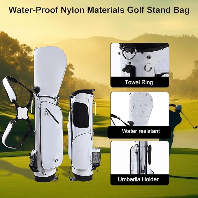 Golf Stand Bag – 2025 Upgraded Version with Cooler Pocket, Glove Patch & Tee Holder, Lightweight Sunday Golf Bag for Men & Women