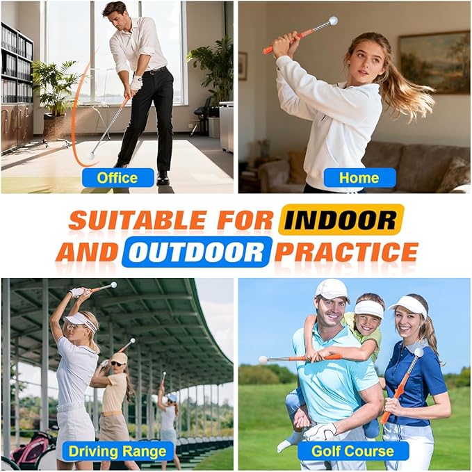 Retractable Golf Swing Training Aid, Right-Handed Tempo Stick Golf, Golf Click Stick & Retractable Golf Swing Trainer Enhance Swing Rhythm, Grip Strength & Speed for Beginner Golfers
