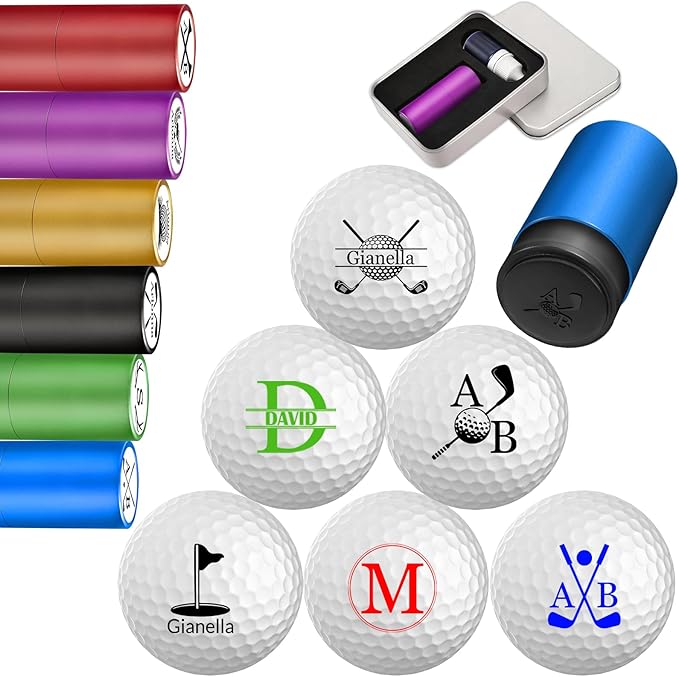 YanNanKe Custom Golf Ball Stamp Personalized Self-Inking Golf Ball Stamper with Monogram Name Logo Design Customized Durable GolfBall Marker Gifts for Golfers Dad Husband Boyfriend