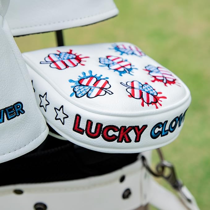 Golf Club Head Covers for Driver Cover, Fairway Wood Cover Hybrid Head Cover, USA Style Premium Leather Golf Headcovers Fits Golf DF3 Putter, Blade Putter Cover, Fits Most of Golf Club Covers