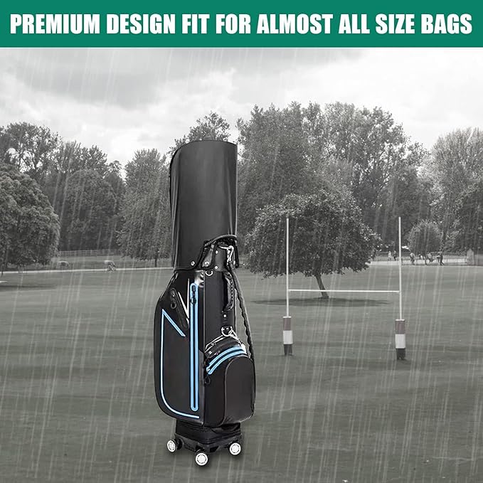 Golf Bag Rain Cover, Portable Rainproof Dustproof Waterproof Raincoat Golf Bag Protector with Zipper Club Bags Raincoat for Golf Bag Devices Golf Push Carts Equipment