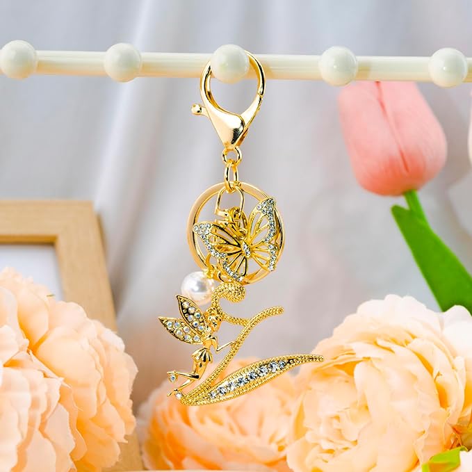Initial Keychain Bag Charm Women Purse Charms for Handbags Accessories Charm for Wallet Butterfly Pendant for Girls
