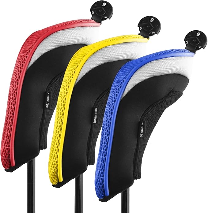 Andux Golf Hybrid Club Head Covers with Dial No. Tag Pack of 3 (All The Same Size)