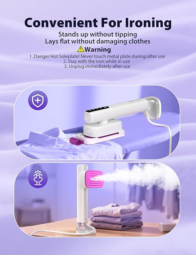 Sundu Steamer for Clothes,15s Fast Heat-up Handheld Garment Steamer,35mins Runtime & 180ml Large Tank,25g/min Steam,Ceramic Panel,Stands on Desk,Wrinkle Remover for Travel, Home, Office