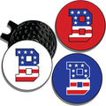 Wolf Golf Towels Golf Ball Marker Hat Clip | USA Monogram | 1 Magnetic Clip + 3 Ball Markers | Patriotic Golf Accessories for Men & Women