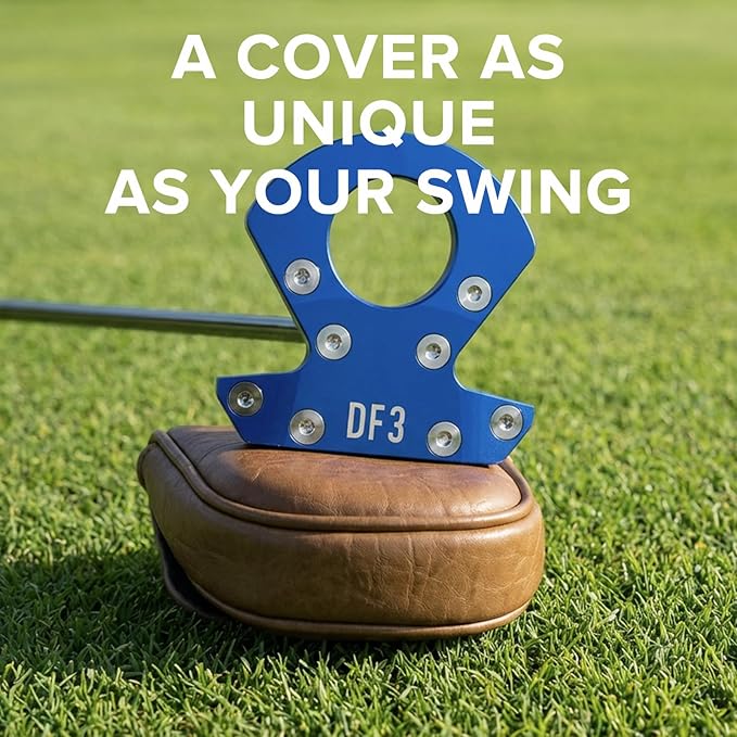 Golf Putter Covers Mallet Putter Headcover for Golf DF3 Putter, Brown Putter Cover Magnetic Closure Premium Leather Mallet Putter Covers for 2 Ball Putter