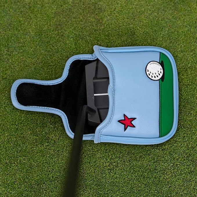 Golf Mallet Putter Cover, Golf Club Cover with Strong Magnetic Closure, PU Leather Waterproof Golf Putter Cover Golf Accessories