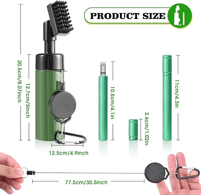 Pro Golf Club Cleaner Brush with Golf Groove Sharpener Tool Suitable for U & V-Grooves 8 Inches Golf Water Brush with Retractable Clip Hold 5oz of Water Perfect Golf Accessories for Men/Women